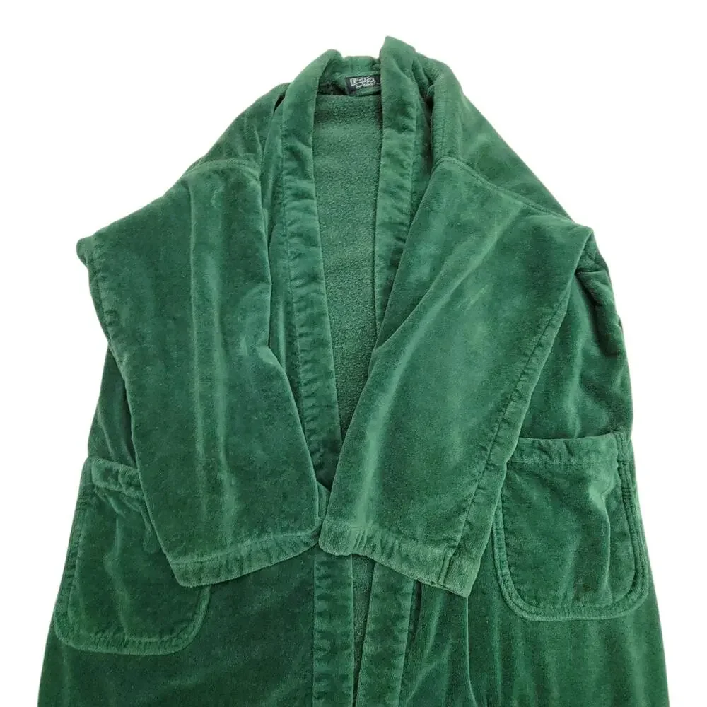 Vintage Polo Ralph Lauren Green Terry Velour Bathrobe Robe Mens OSFA Brazil